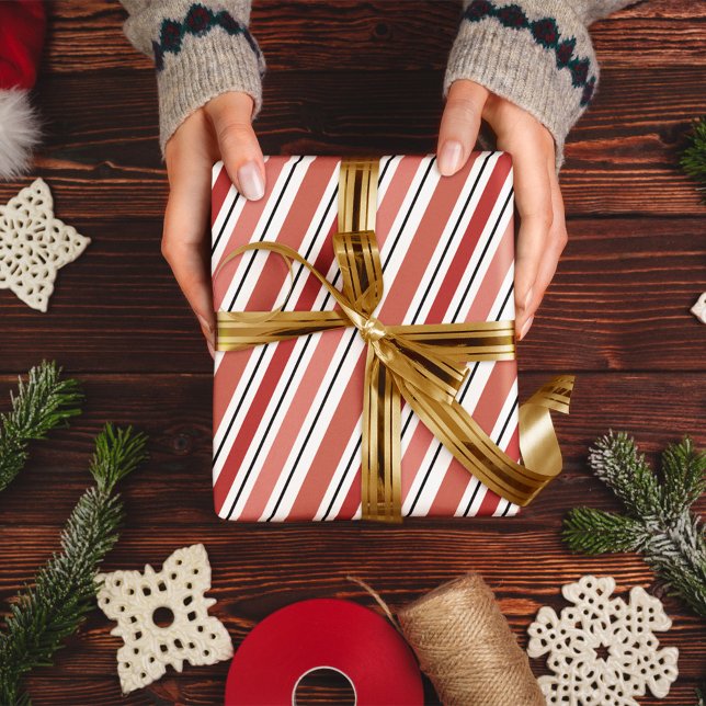 Rote und weiße Streifen Weihnachten Seidenpapier (Simple whimsical red and white striped tissue wrapping paper. )