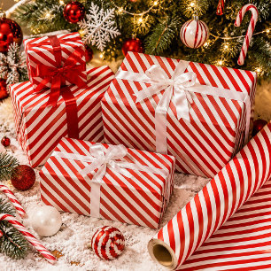 Rote und weiße Streifen wie von einer Zuckerstange Geschenkpapier