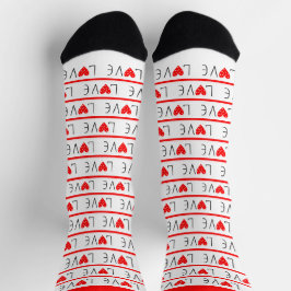 ROTE UND WEISSE STRIPE VALENTINE - TÄGLICHE LIEBE SOCKEN