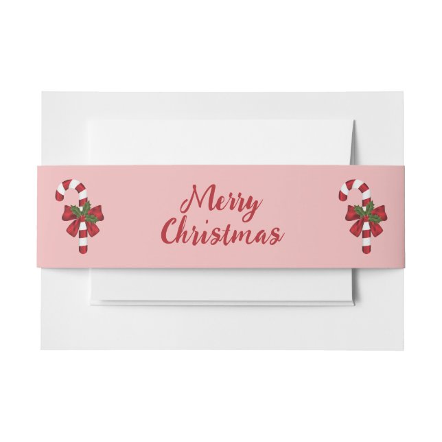 Rote und weiße Süßigkeiten und frohe Weihnachtsbes Einladungsbanderole (Vorderseite Beispiel)