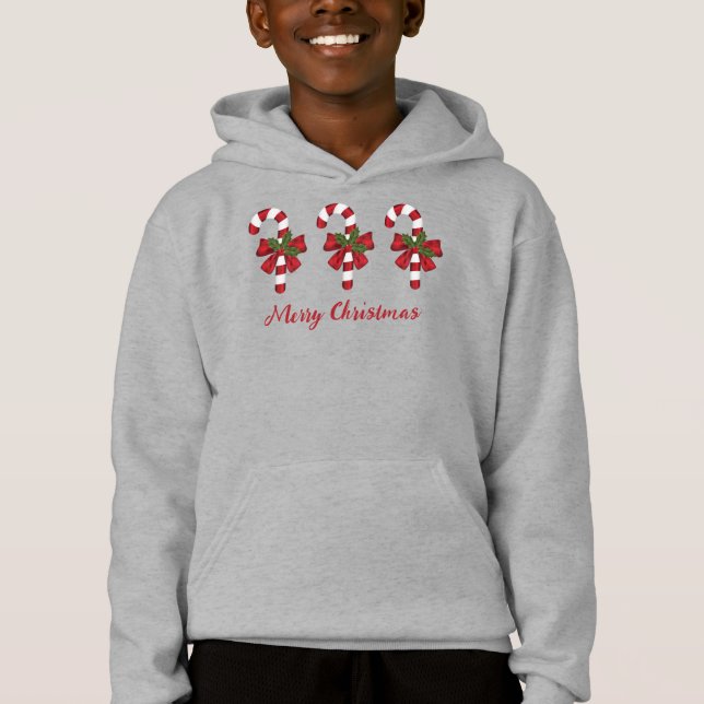 Rote und weiße Süßigkeiten und frohe Weihnachtsbes Hoodie (Vorderseite)
