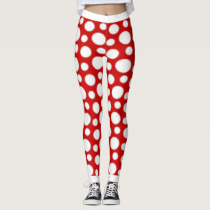 Rote und Weiße Tupfen Leggings