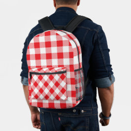 Rote und weiße Vintage-Gingham-Rucksack Bedruckter Rucksack