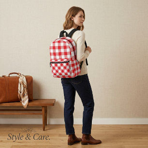 Rote und weiße Vintage-Gingham-Rucksack Bedruckter Rucksack