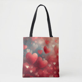 ROTE UND WEISSE WASSERFARBENHERZEN TASCHE