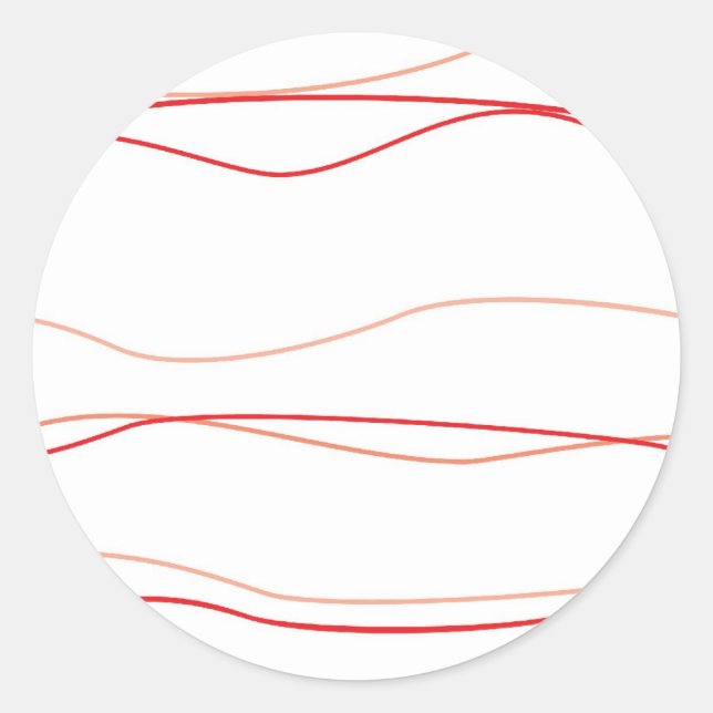 Rote und weiße Waves Runder Aufkleber (Vorderseite)