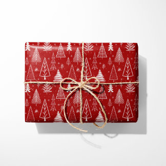 Rote und weiße Weihnachtsbaumen Geschenkpapier