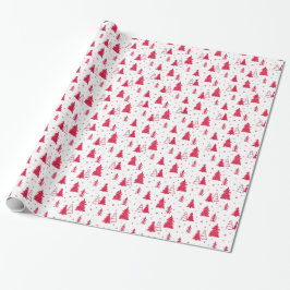 Rote und weiße Weihnachtsbaummuster Geschenkpapier