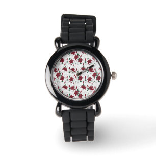 Rote und weiße Weihnachtslilien Armbanduhr