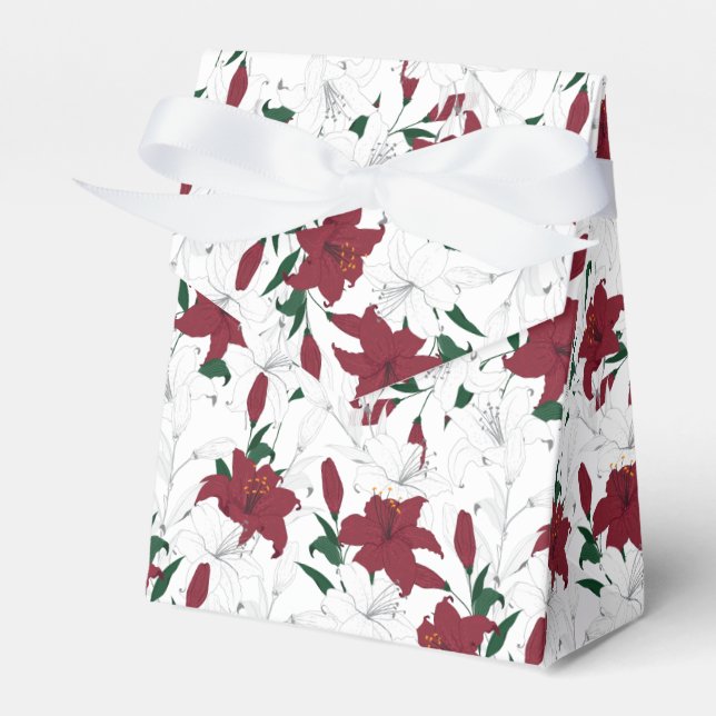 Rote und weiße Weihnachtslilien Geschenkschachtel (Vorderseite)