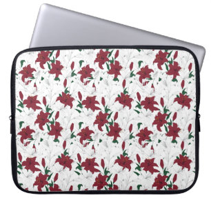 Rote und weiße Weihnachtslilien Laptopschutzhülle