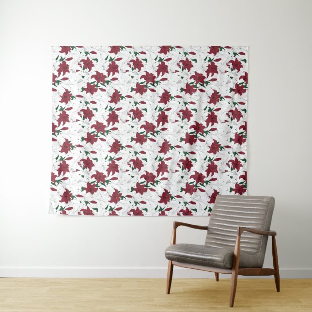 Rote und weiße Weihnachtslilien Wandteppich (Beispiel (Horizontal))