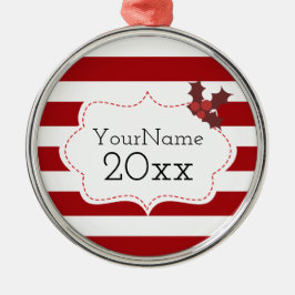 Rote und weiße Weihnachtsmagie individuell anpassb Ornament Aus Metall