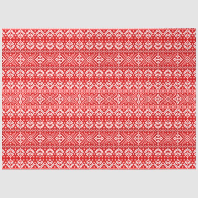 Rote und weiße Weihnachtsmesse Isle Pattern Seidenpapier (Vorderseite)