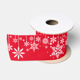Rote und weiße Weihnachtsschneeflocken Satinband