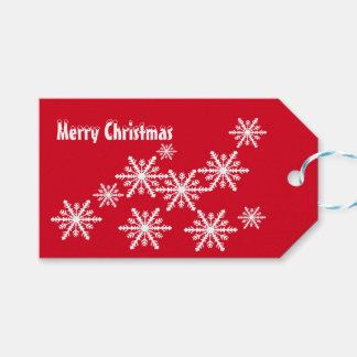 Rote und weiße Winterschneeflocken Geschenkanhänger