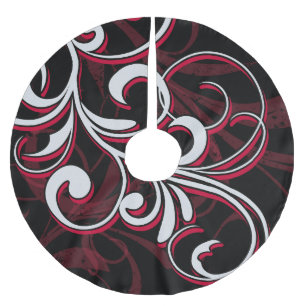 Rote und weiße Wirbel Polyester Weihnachtsbaumdecke