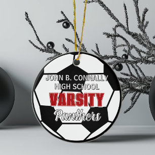 Rote Universitäts-Fußball-Weihnachten an der High Keramik Ornament