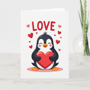 Rote Valentins-Pinguin-Karte Karte