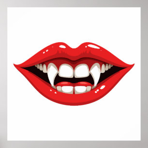 Rote Vampir-Lippen Poster