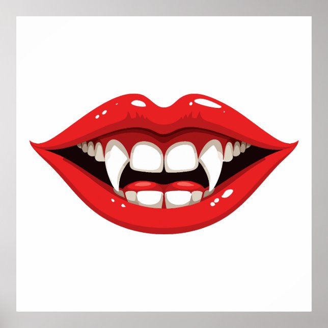 Rote Vampir-Lippen Poster (Vorne)