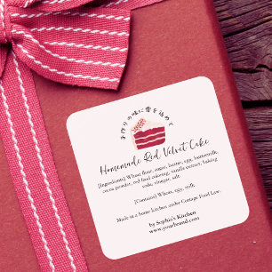 Rote Velvet-Torte Bäckerei-Zutat Produkt Bäckerei Quadratischer Aufkleber
