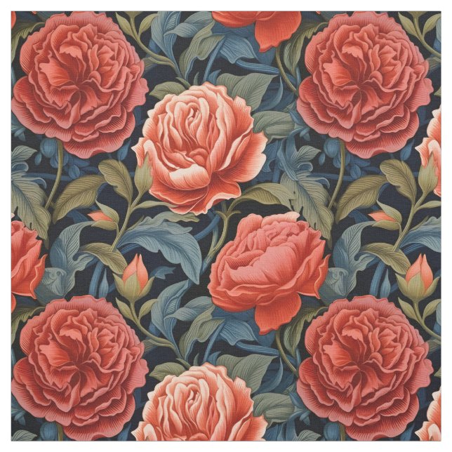 Rote Viktorianische Rose Stoff (Muster)