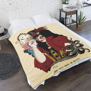 Rote viktorianische Steampunk-Dame Vintage-Oktopus Fleecedecke