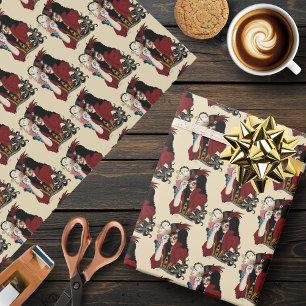 Rote viktorianische Steampunk-Dame Vintage-Oktopus Geschenkpapier