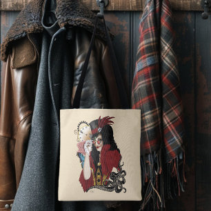 Rote viktorianische Steampunk-Dame Vintage-Oktopus Tasche