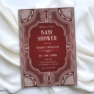 Rote Vintage Art Deco Babyparty Einladung