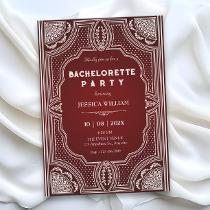 Rote Vintage Art Deco Junggesellinnenparty Einladung