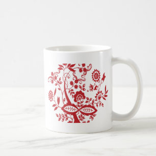 Rote Vintage blumengeschmückte Blume Kaffeetasse