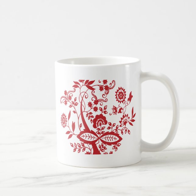 Rote Vintage blumengeschmückte Blume Kaffeetasse (Rechts)