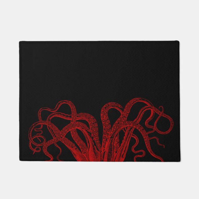 Rote Vintage Kraken-Tentakel-Illustration Fußmatte (Vorderseite)