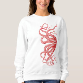 Rote Vintage Kraken-Tentakel-Illustration Sweatshirt