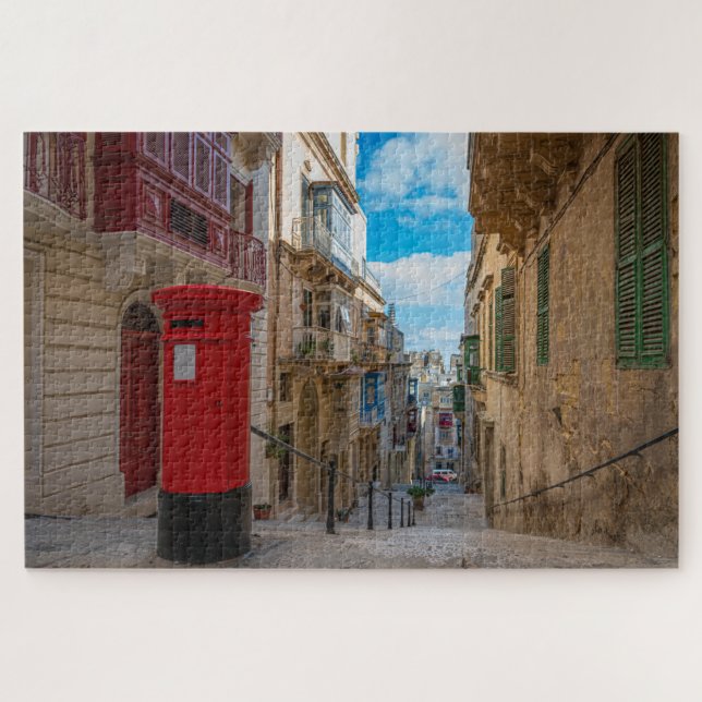 Rote Vintage Postbox in Malta (Horizontal)