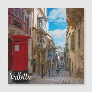 Rote Vintage Postbox in Malta Magnetkarte