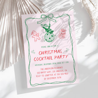 Rote Vintage-Weihnachts-Cocktailparty Einladung