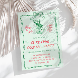 Rote Vintage-Weihnachts-Cocktailparty Einladung