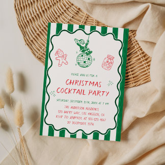 Rote Vintage-Weihnachts-Cocktailparty Einladung