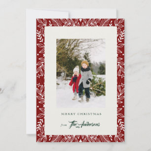 Rote Vintage Weihnachtsbilder Feiertagskarte
