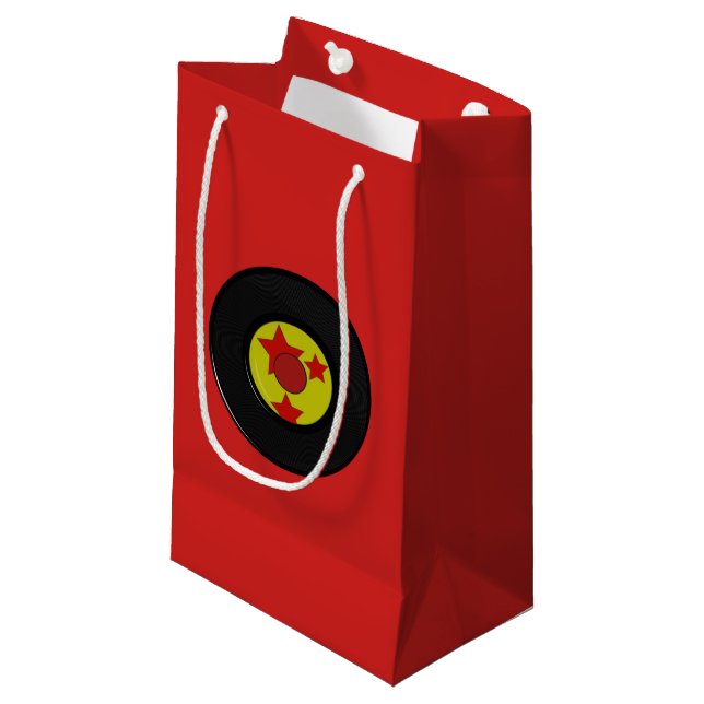 Rote Vinylaufzeichnung Kleine Geschenktüte (Vorderseite Schrägansicht)