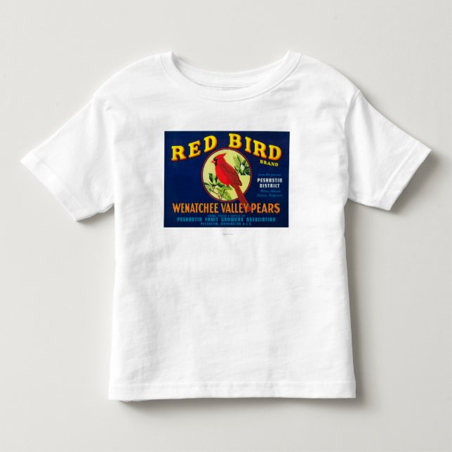 Rote Vogel-Birnen-Kiste LabelPashastin, WA Kleinkind T-shirt (Vorderseite)