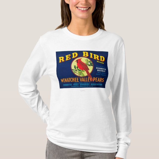 Rote Vogel-Birnen-Kiste LabelPashastin, WA T-Shirt (Vorderseite)