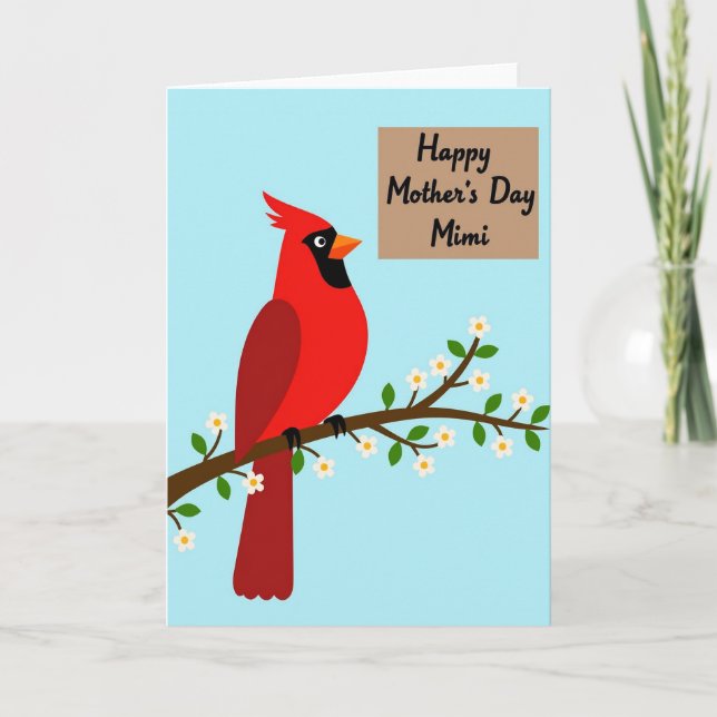 Rote Vogel-Blumen-Muttertagskarte Karte (Vorderseite)