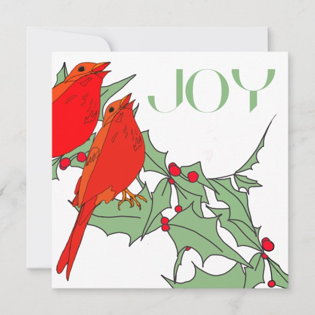Rote Vögel Feiertagskarte (Vorderseite)