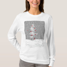 Rote Vögel, weiße Weihnachten T-Shirt