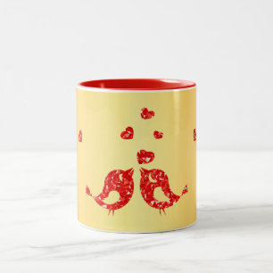 Rote Vögel Zweifarbige Tasse