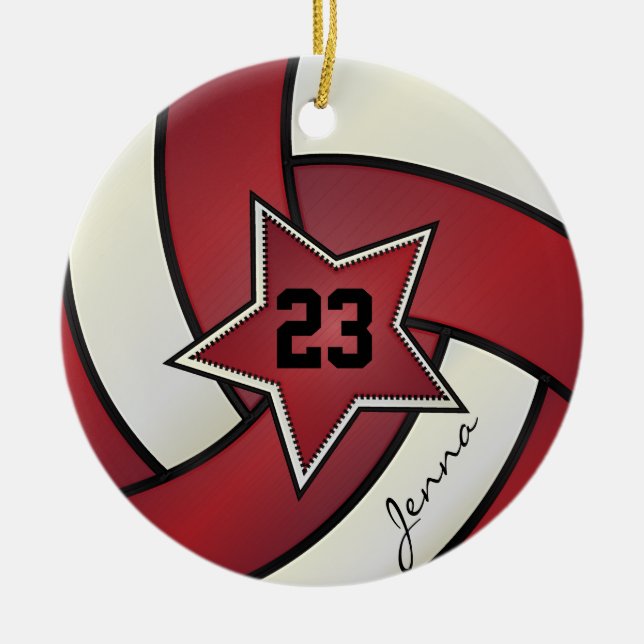 Rote Volleyball Keramikornament (Vorne)